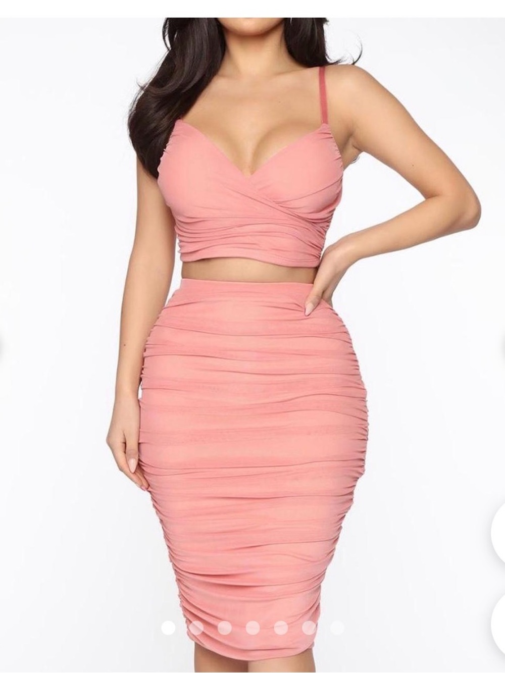 Fashion Nova two piece crop top and skirt/ extra dress and top unknown/pink